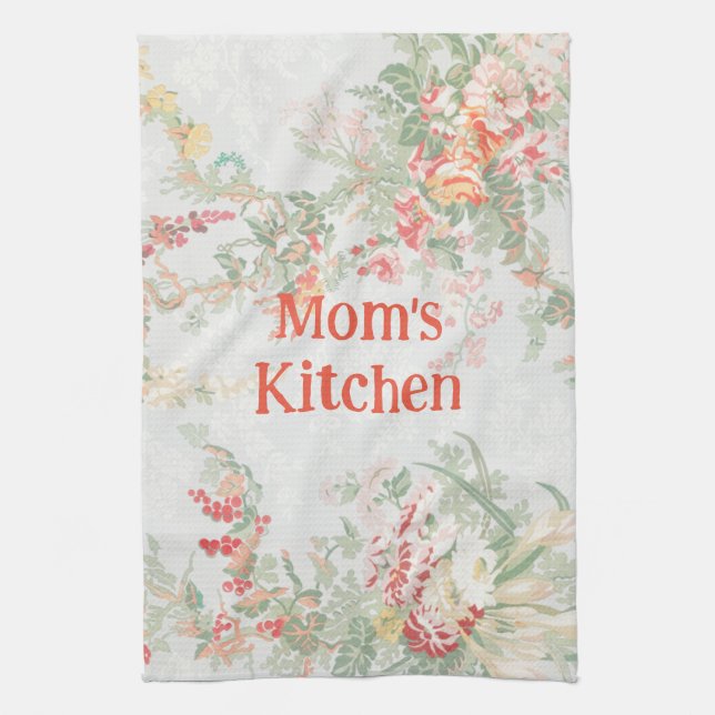 Vintage Style Floral Mom's Kitchen Dish Towel (Vertical)