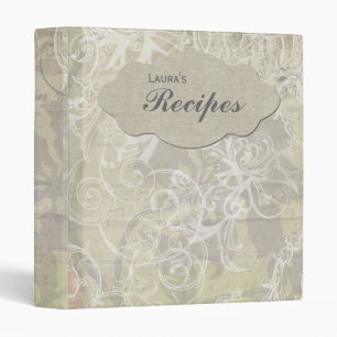 Vintage Style Floral Personalized Recipe Binder