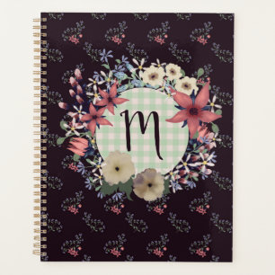 Vintage Style Floral Wreath Monogram Planner