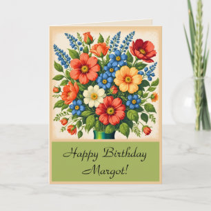 Vintage Style Flower Bouquet Folded Greeting Card