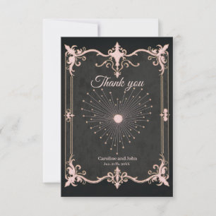 Vintage style frame with intricate floral designs  thank you card
