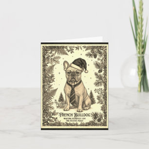 Vintage Style French Bull Dog Christmas Card w/Bio