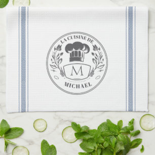 Vintage Style French Cooking Customized Monogram Kitchen Towel