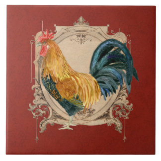 Vintage Style French Country Rustic Barn Rooster Tile