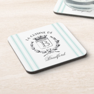 Vintage Style French Sack Custom Name and Monogram Coaster