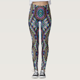 Vintage style geometric pattern leggings