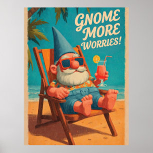 Vintage Style Gnome Beach Vacation Design Poster