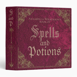 Vintage Style Gold and Burgundy Antique Spell Book Binder