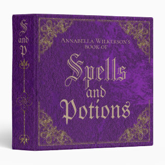 Vintage Style Gold and Purple Antique Spell Book 3 Binder