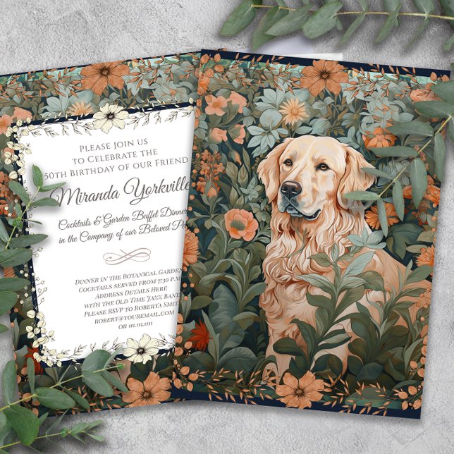 Vintage Style Golden Retriever Birthday Party Invitation (Creator Uploaded)