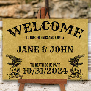 Vintage Style Gothic Wedding or Halloween Welcome Poster