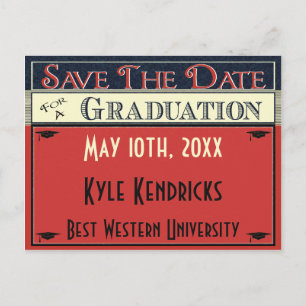 Vintage Style Graduation Save The Date Postcard