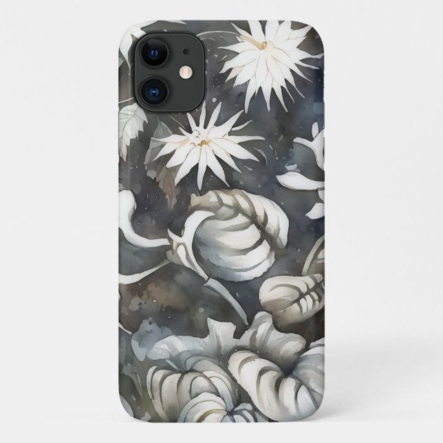 Vintage Style Grey Floral Art Phone Case (Back)