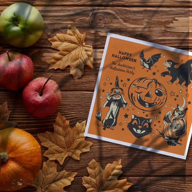 Vintage Style Halloween Graphics Personalized Napkin (Creator Uploaded)