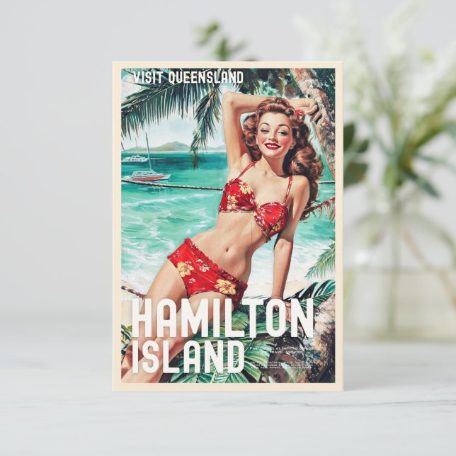 Vintage Style Hamilton Island Travel Card (Standing Front)