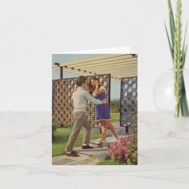 Vintage-Style "Happy Couple" Note Card (Front)