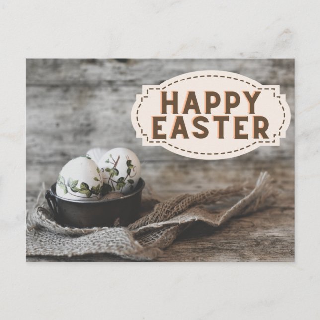 Vintage Style Happy Easter Postcard (Front)