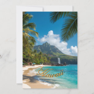 Vintage Style Hawaiian Blue Sea Palms Sky Travel Card