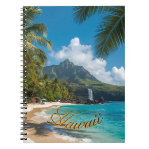 Vintage Style Hawaiian Blue Sea Palms Sky Travel Notebook