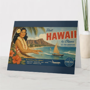 Vintage Style Hawaiian Travel Advertisement Card