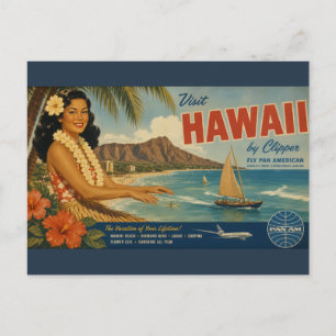 Vintage Style Hawaiian Travel Advertisement Holiday Postcard
