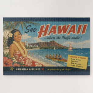 Vintage Style Hawaiian Travel Advertisement Jigsaw Puzzle