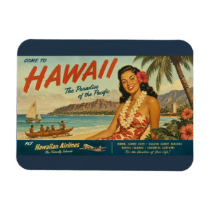 Vintage Style Hawaiian Travel Advertisement Magnet