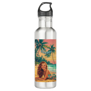 Vintage Style Hawaiian Travel Aloha from Hawaii 710 Ml Water Bottle