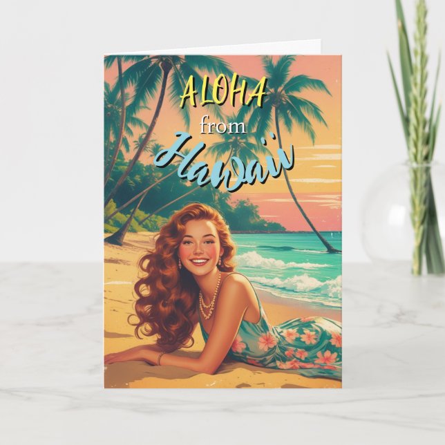 Vintage Style Hawaiian Travel Aloha from Hawaii Card (Front)