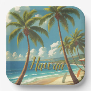 Vintage Style Hawaiian Travel Aloha From Hawaii Paper Plate