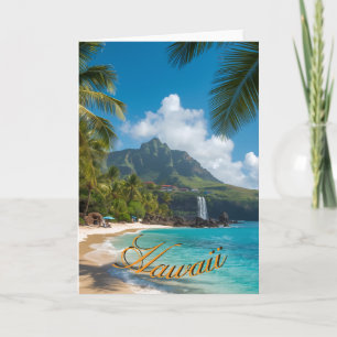 Vintage Style Hawaiian Travel Coast Blue Sea Card