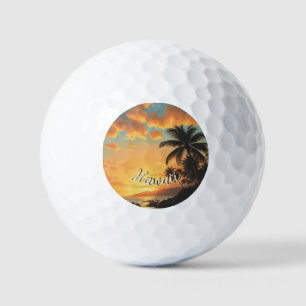 Vintage Style Hawaiian Travel Coast Sea Sunset Golf Balls