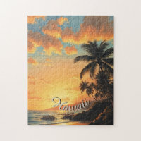 Vintage Style Hawaiian Travel Coast Sea Sunset