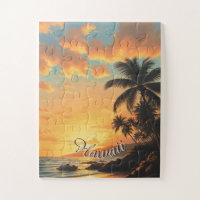 Vintage Style Hawaiian Travel Coast Sea Sunset