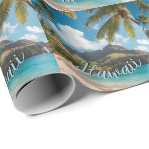 Vintage Style Hawaiian Travel Coast Sea Sunset Wrapping Paper