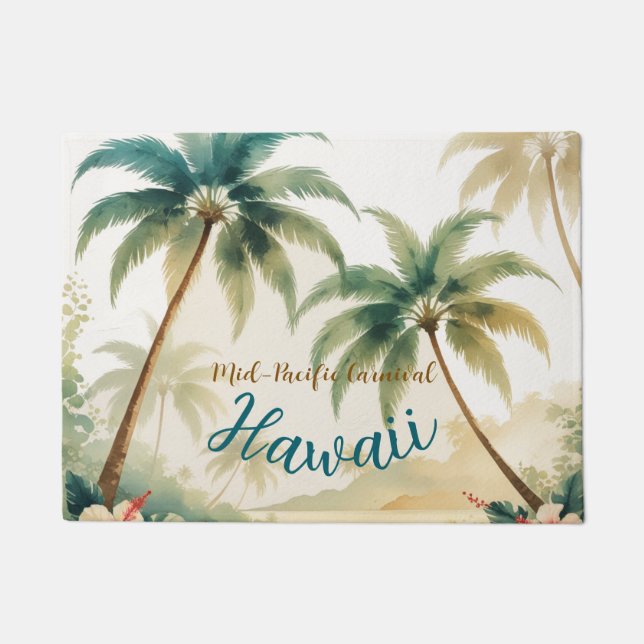 Vintage Style Hawaiian Travel Honolulu Doormat (Front)