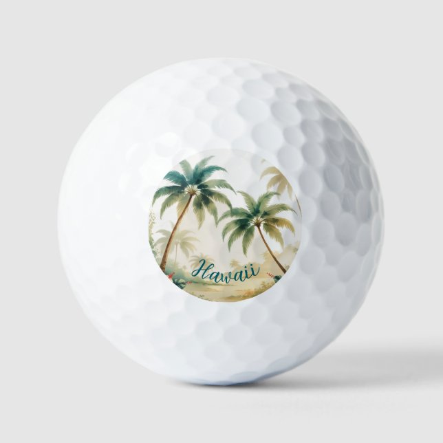 Vintage Style Hawaiian Travel Honolulu Golf Balls (Front)