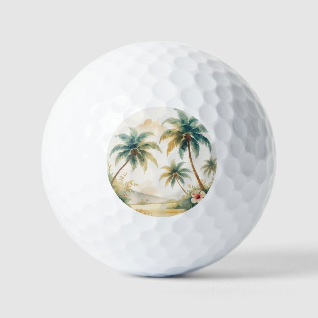 Vintage Style Hawaiian Travel Honolulu Golf Balls (Front)