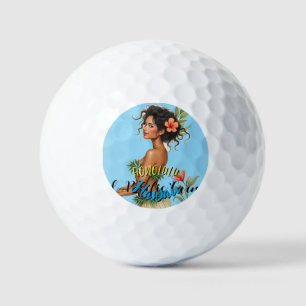 Vintage Style Hawaiian Travel Honolulu Hula Girl Golf Balls