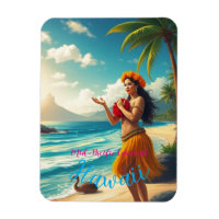 Vintage Style Hawaiian Travel Honolulu Hula Girl