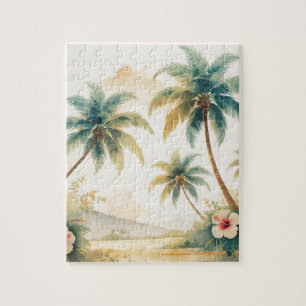 Vintage Style Hawaiian Travel Honolulu Jigsaw Puzzle