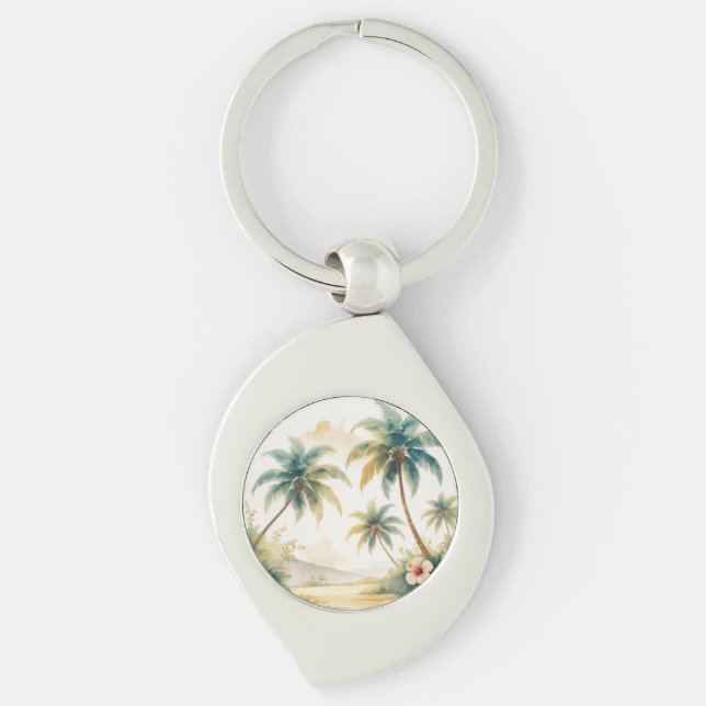 Vintage Style Hawaiian Travel Honolulu Keychain (Front)