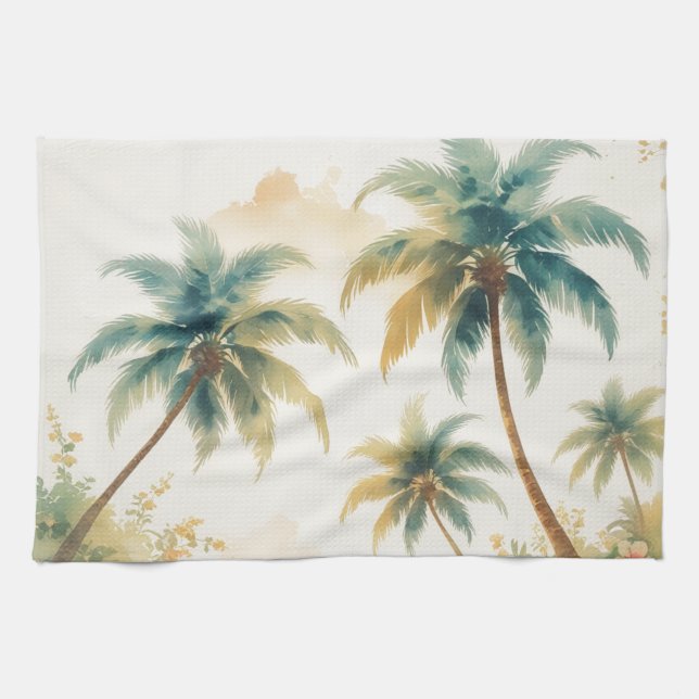 Vintage Style Hawaiian Travel Honolulu Kitchen Towel (Horizontal)