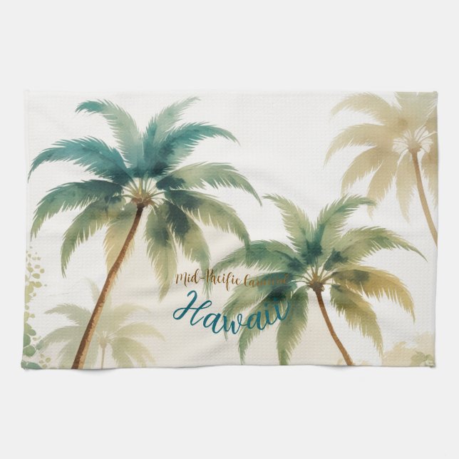 Vintage Style Hawaiian Travel Honolulu Kitchen Towel (Horizontal)