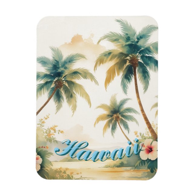 Vintage Style Hawaiian Travel Honolulu Magnet (Vertical)