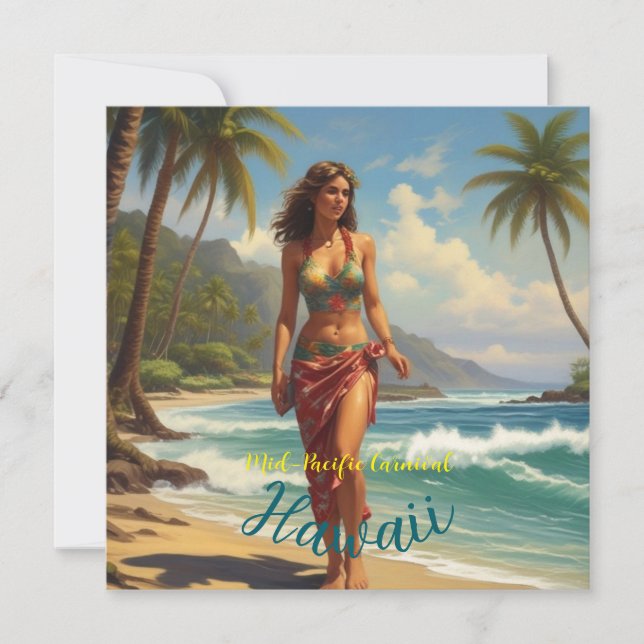 Vintage Style Hawaiian Travel Honolulu Mid-Pacific (Front)