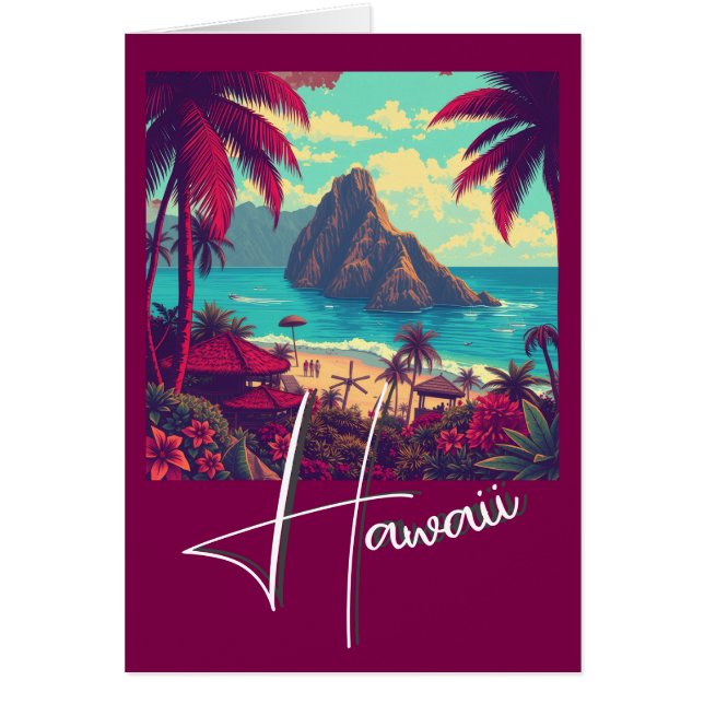 Vintage Style Hawaiian Travel Honolulu Mid-Pacific (Front)