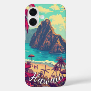 Vintage Style Hawaiian Travel Honolulu Mid-Pacific iPhone 16 Case
