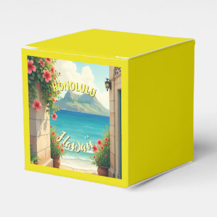 Vintage Style Hawaiian Travel Honolulu Mid-Pacific Favor Box