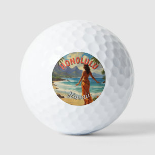 Vintage Style Hawaiian Travel Honolulu Mid-Pacific Golf Balls